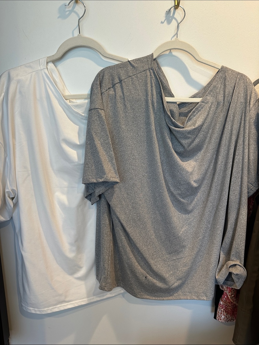 Amazon Women’s 2pk Draped Tee  includes white and grey  Top